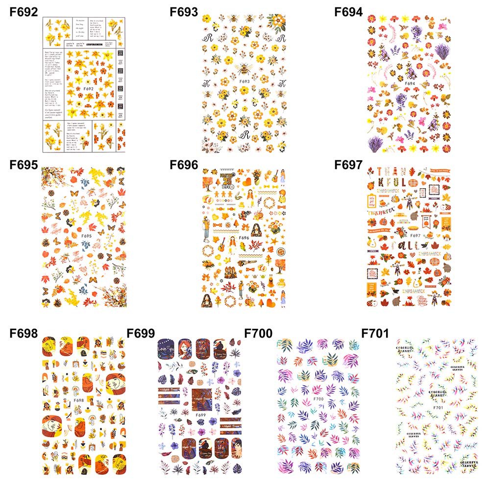 [Hàng mới về] 1 tấm sticker dán móng tay họa tiết hoa lá 3D nhiều màu