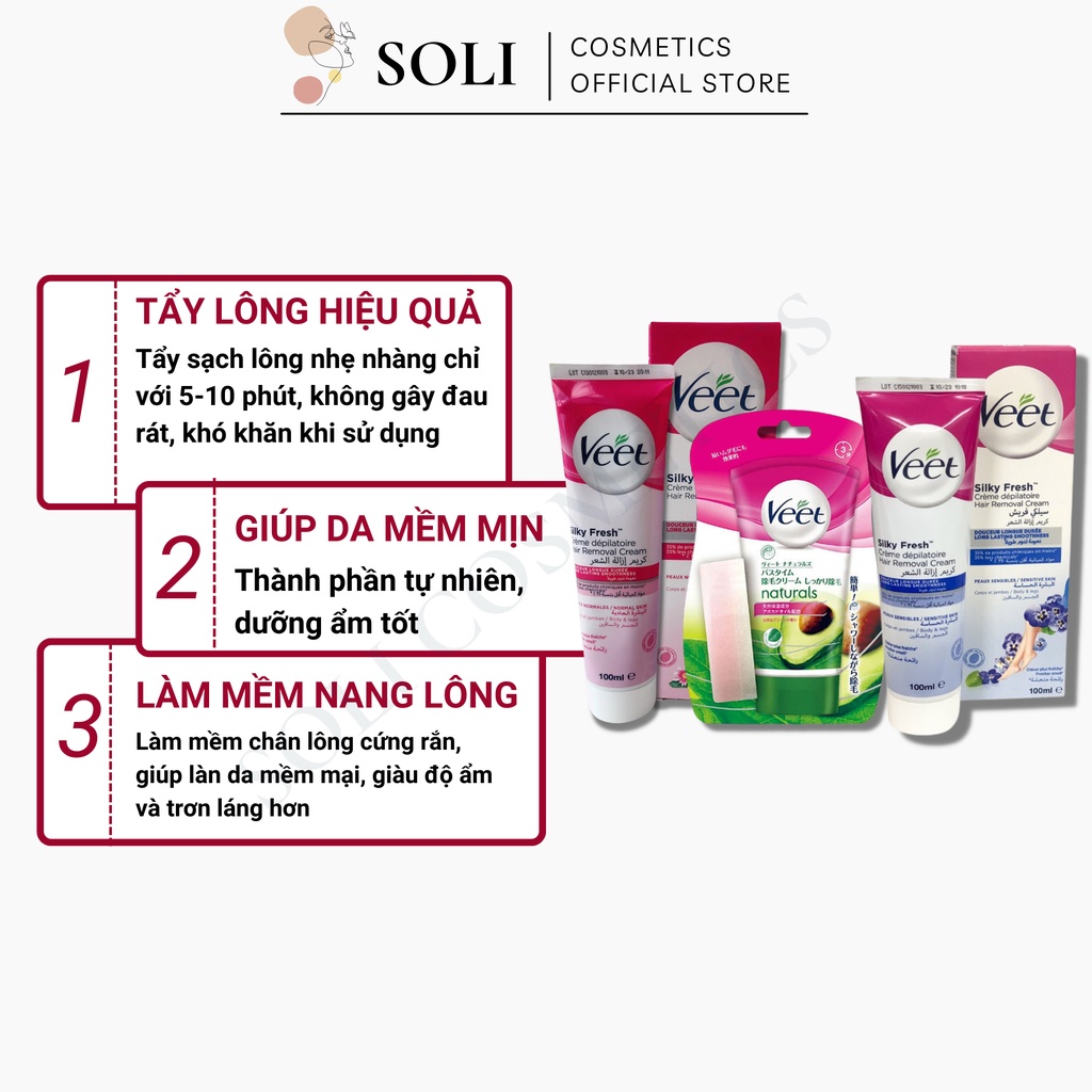 Kem tẩy lông Veet Bơ Nhật Bản 150ml, kem tẩy lông Veet Silky Fresh Pháp 100ml
