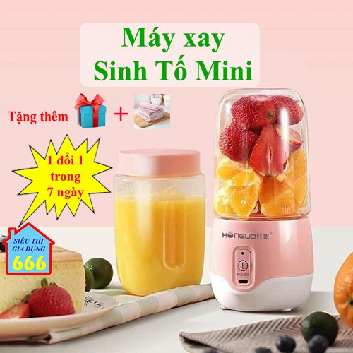 [Tặng khăn lau] Máy xay sinh tố cầm tay SALE Máy xay đa năng mini sạc pin tích điện cao cấp cối nhựa nhỏ gọn tiện lợi