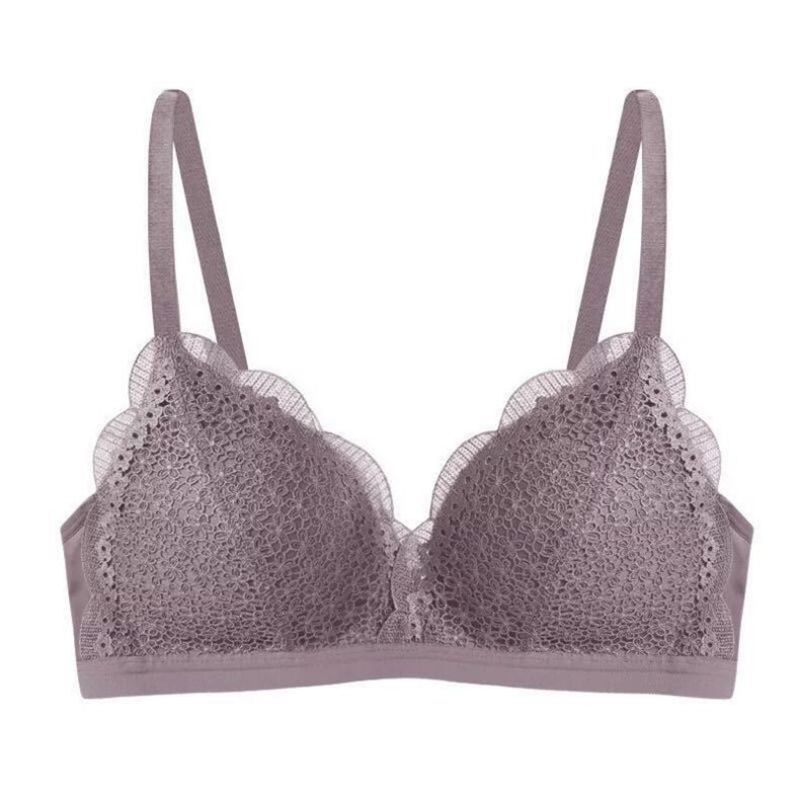 Áo ngực ren hoa màu trơn có gọng nâng ngực