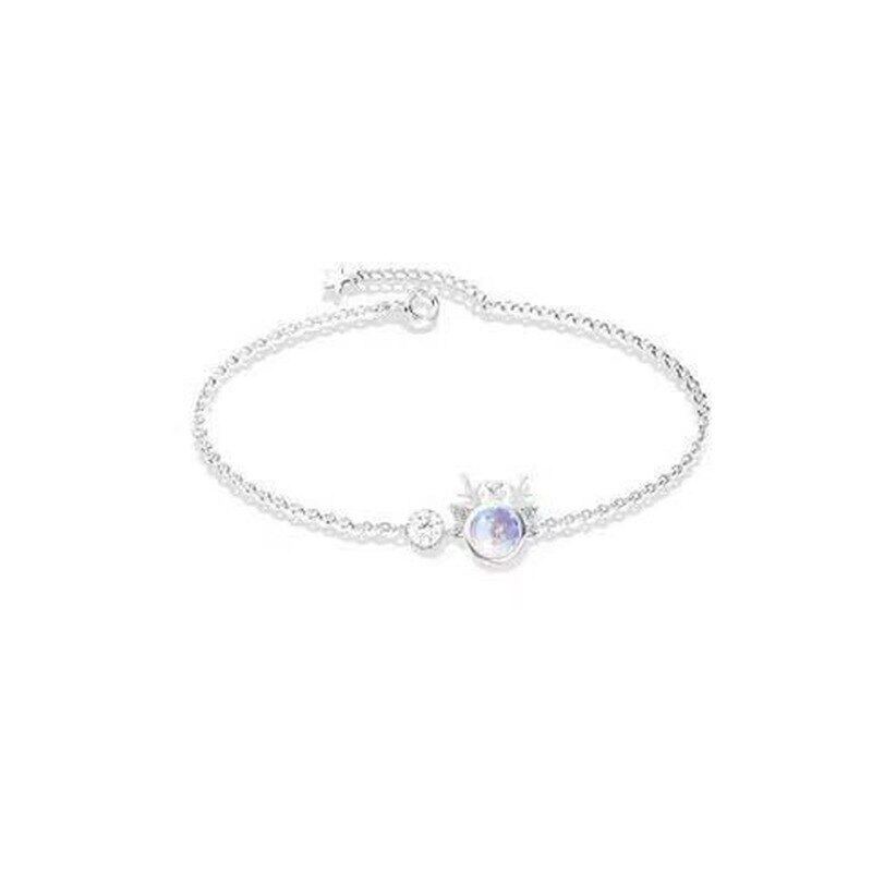 Bộ Trang Sức Vòng Cổ + Bông Tai + Vòng Tay Hình Hươu Cao Cổ Đính Đá Mặt Trăng Thời Trang Ngọt Ngào Cho Nữ