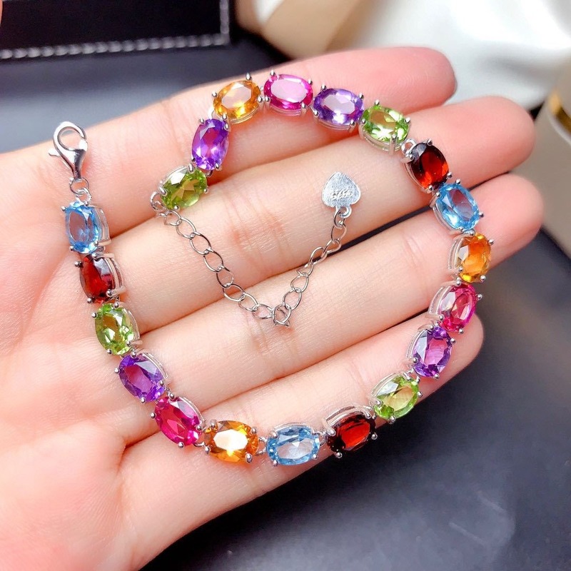Vòng tay đính đá nhiều màu sang trọng thanh lịch cho nữ