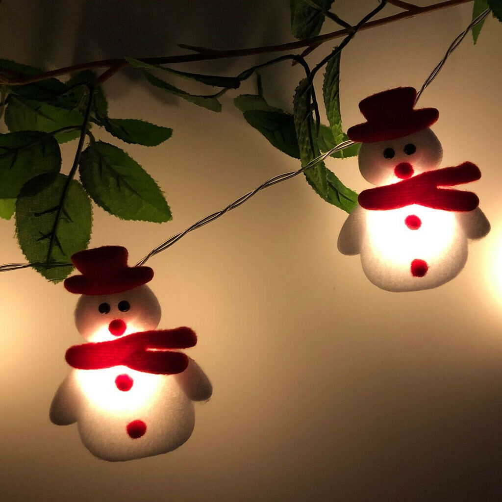 Dây Đèn LED Chớp Nháy Hình Người Tuyết Tuần Lộc Giáng Sinh Trang Trí Sân Vườn