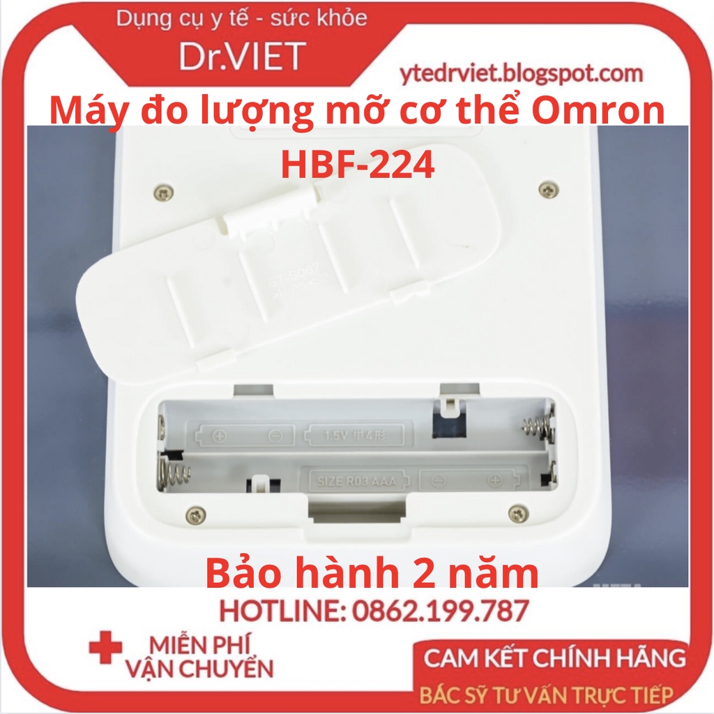 Máy đo lượng mỡ cơ thể Omron HBF-224- Đo thành phần cơ thể,cân nặng, chỉ số khối cơ thể,tỷ lệ cơ xương - Drviet