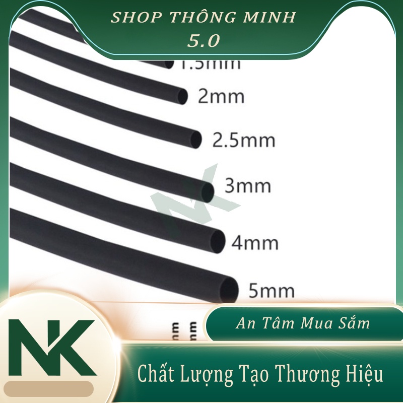 Gen Co Nhiệt Dài Các Kích Cỡ Cắt Lẻ🍀Gen Bảo Vệ Thiết Bị Điện Màu Đen 1MM 2MM 3MM...25MM