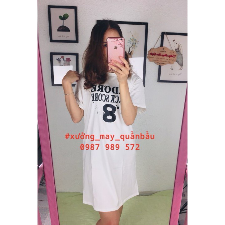 (xả kho 2 ngày duy nhất) váy bầu dáng suông in chữ