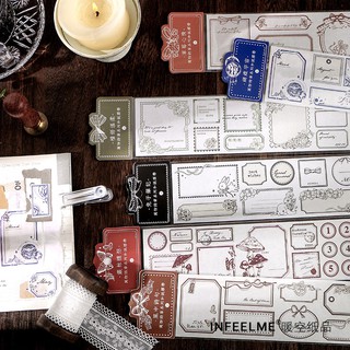 Dải nhãn dán sticker khung tem retro Tả Bí Lù Store