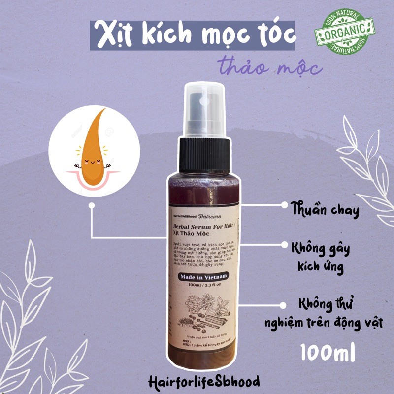 Xịt tóc thảo mộc giúp kích thích mọc tóc ⚡CAO CẤP⚡ chăm sóc da đầu, nuôi dưỡng sợi tóc nhanh dài. Herbal Essenges For Ha