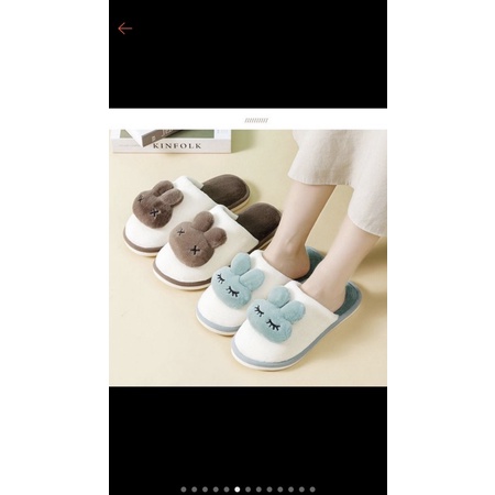 Dép bông đế cao su hình thú bông đi trong nhà đế siêu êm, dép bông thỏ ngộ nghĩnh