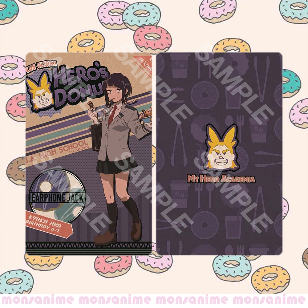 Ảnh card bo góc in hình BOKU NO HERO ACADEMIA Bánh Vòng ver DONUT Học Viện Anh Hùng thẻ bo viền 5*8cm #