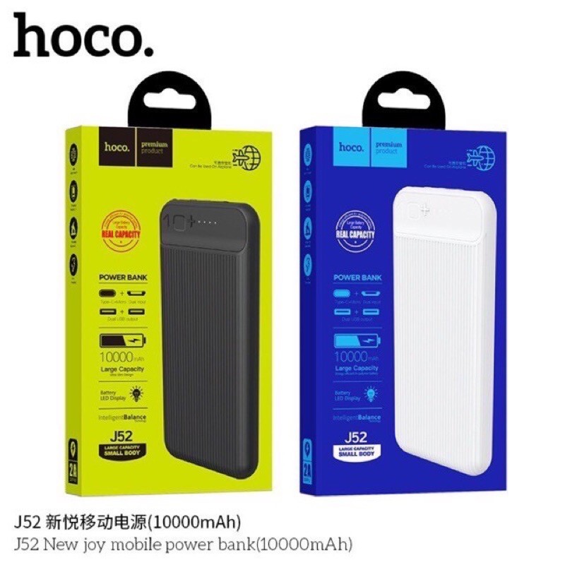 PIN SẠC DỰ PHÒNG POLYMER A+2 USB 2.0A 10000MAH HOCO J52-LED SIÊU MỎNG SẠC NHANH CHO IPHONE IP Huawei Samsung Oppo Realme