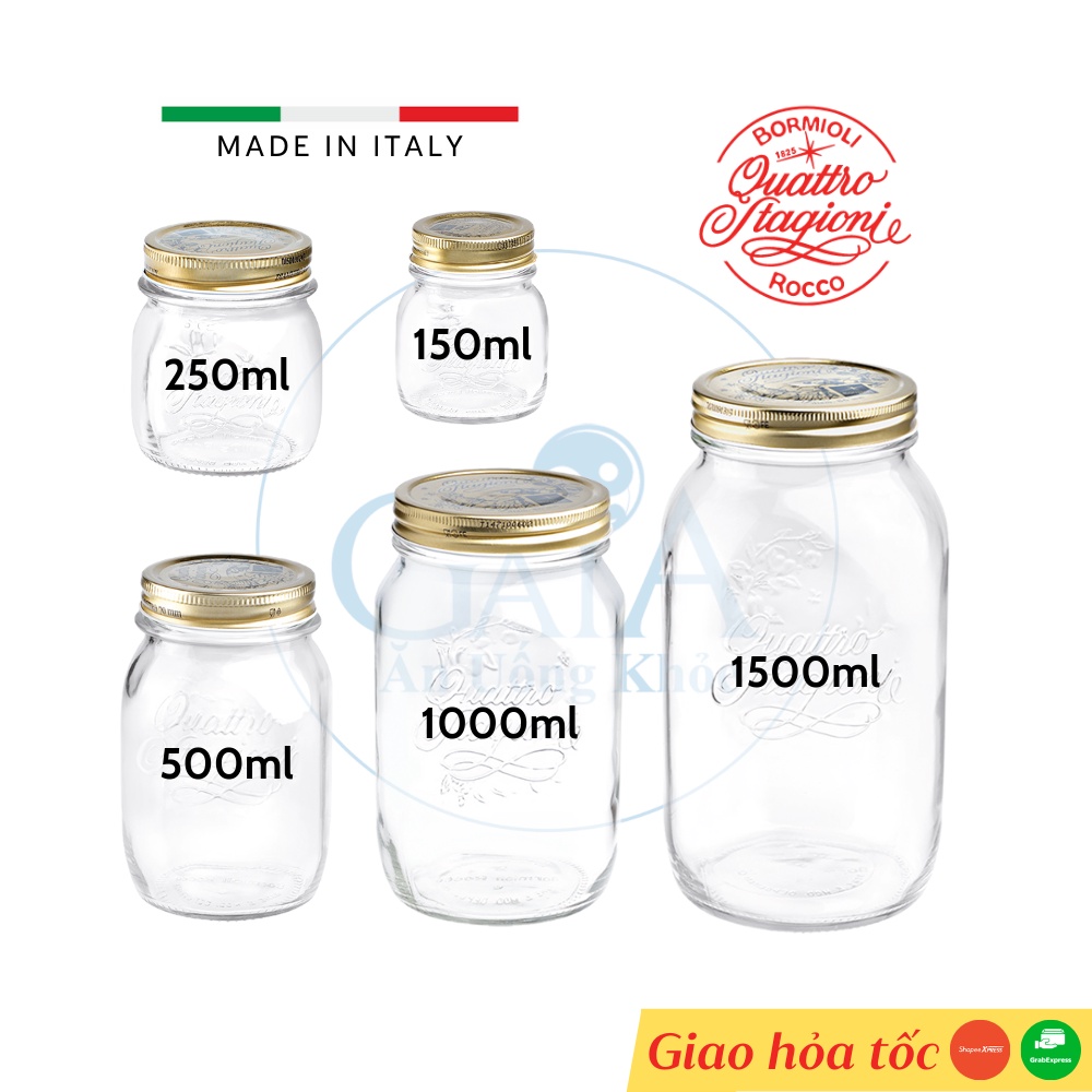 Hũ thủy tinh nắp vặn Quattro Invetro (Bormioli Rocco)