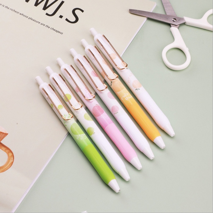 Set 2 Bút Mực Gel Đen Ngòi 0.5mm Hình Trái Cây B6288