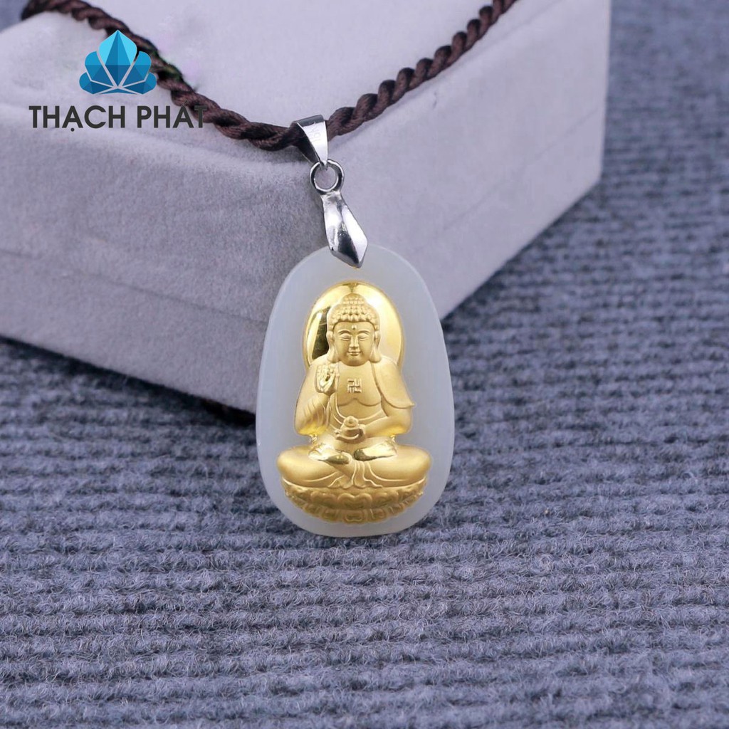 Phật bản mệnh Ngọc Nephrite mạ v.àng