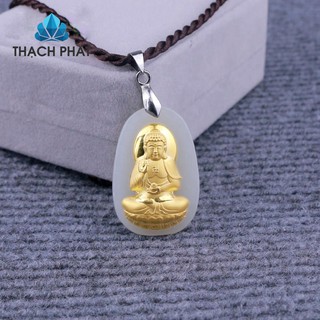 Phật bản mệnh Ngọc Nephrite mạ v.àng