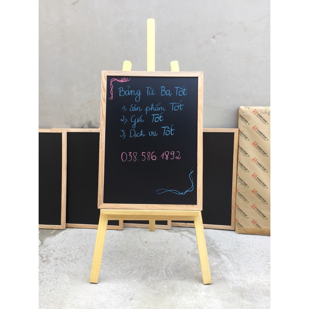 Bảng menu khung gỗ 50x70cm Tặng 1 bút dạ quang và 1 hộp phấn màu