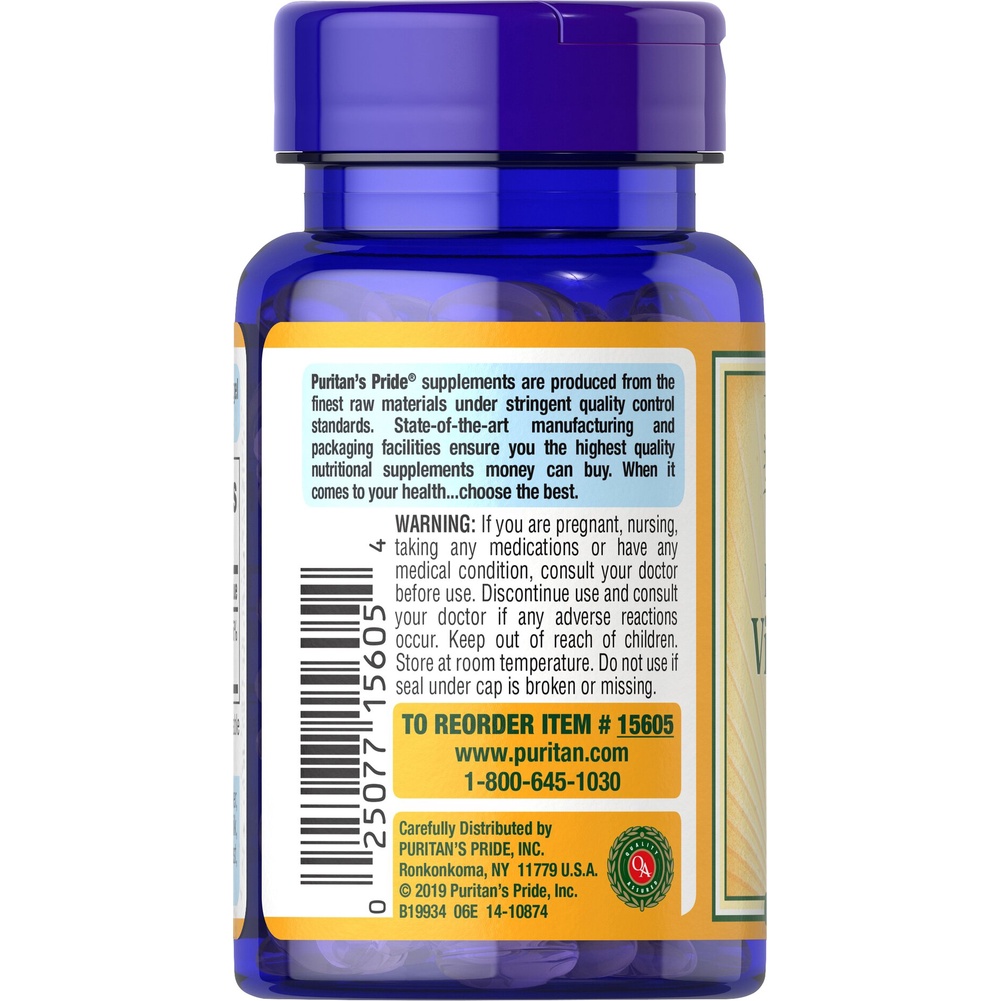Viên Uống Tăng Cường Hấp Thu Canxi Vitamin D3 1000 IU 100 Viên Puritan's Pride