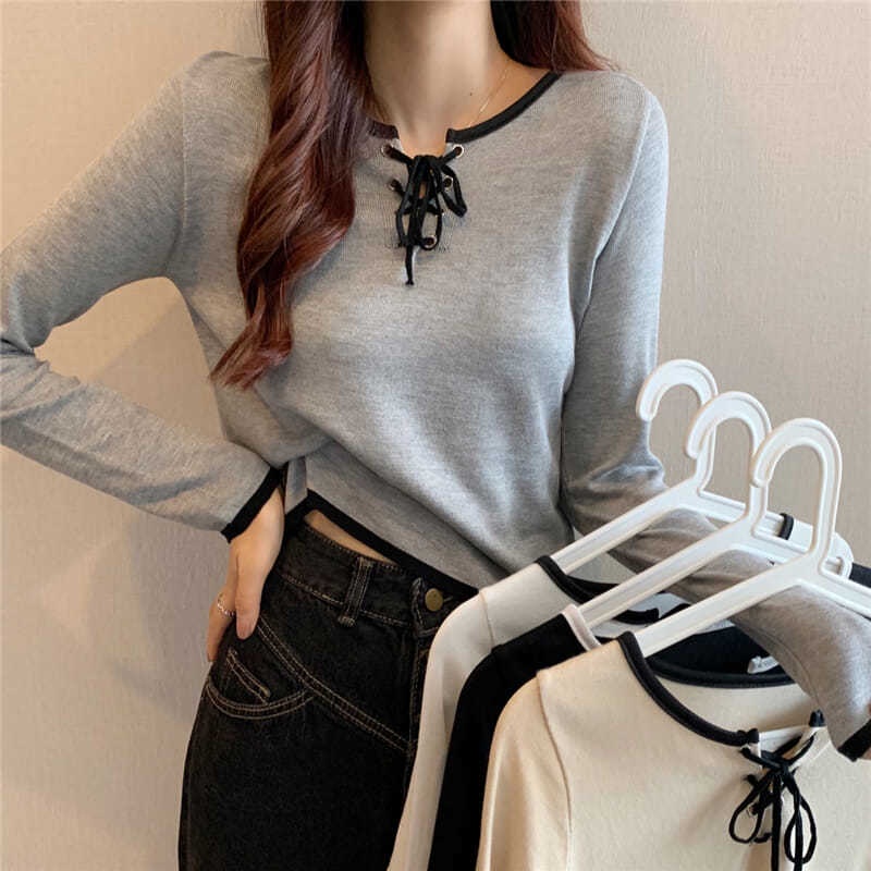 Áo sweater Dệt Kim Cổ Tròn Dáng Ôm Phong Cách Hàn Quốc Cho Nữ JL-TX-549