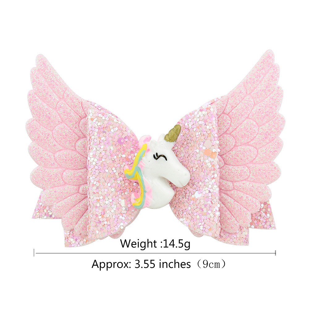 Kẹp tóc KIDSBOWS hình nơ kỳ lân kim tuyến lấp lánh cho bé