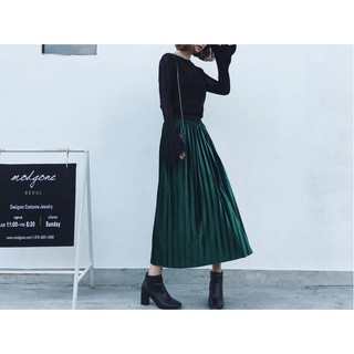 Chân váy midi cạp cao chất nhung đủ màu