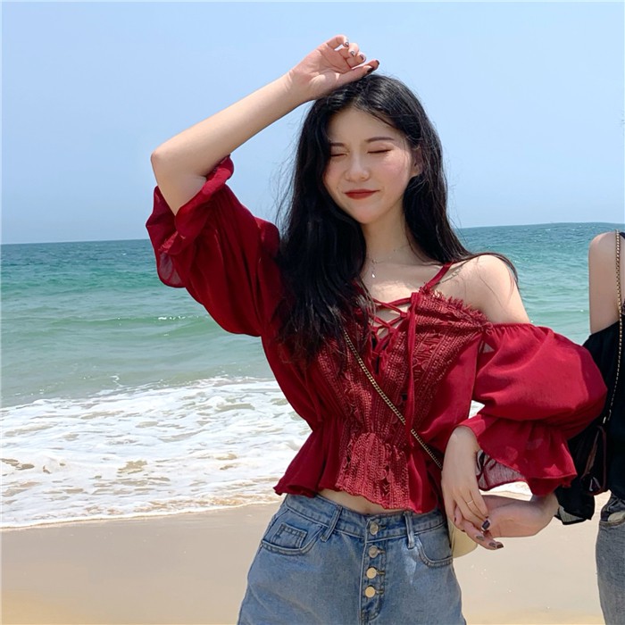 Áo sơ mi nữ trễ vai Emilyshop