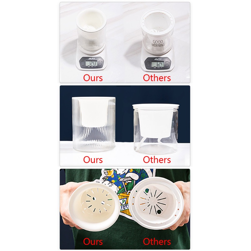 Chậu Trồng Cây Thủy Canh Bằng Nhựa 2 Lớp Tự Tưới Nước Có Dây Thừng Màu Trong Suốt