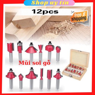 Bộ mũi phay gỗ cốt 6.35mm hoặc 12.7mm - bộ 12 mũi soi gỗ