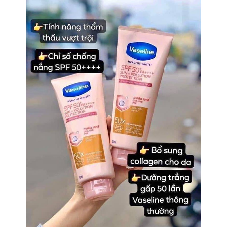 [BẢN MỚI] Sữa Dưỡng Thể Vaseline Perfect Serum 50X Tuýp 320ml .Dưỡng Ẩm ,Trắng Da  ,Làn Da Khỏe Mạnh ,Mịn Màng