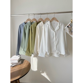 Áo sơ mi cổ vest chất lụa hàn dài tay