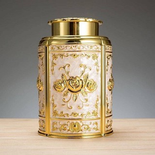 Hộp đựng chè ( trà ) hợp kim cao cấp, phong cách hoàng gia, hình trụ nhiều màu sắc