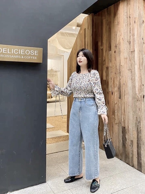 Quần Ống Suông Big Size Dài 105cm/Quần Bò Không Co Giãn - Jean Ống Rộng Size Đại - Lưng Cao - PHÙ HỢP MỌI ĐỘ TUỔI