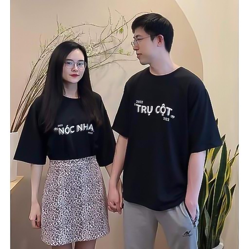 Áo đôi TRỤ CỘT NÓC NHÀ hottrend , áo Thun tay lỡ phong cách trẻ trung