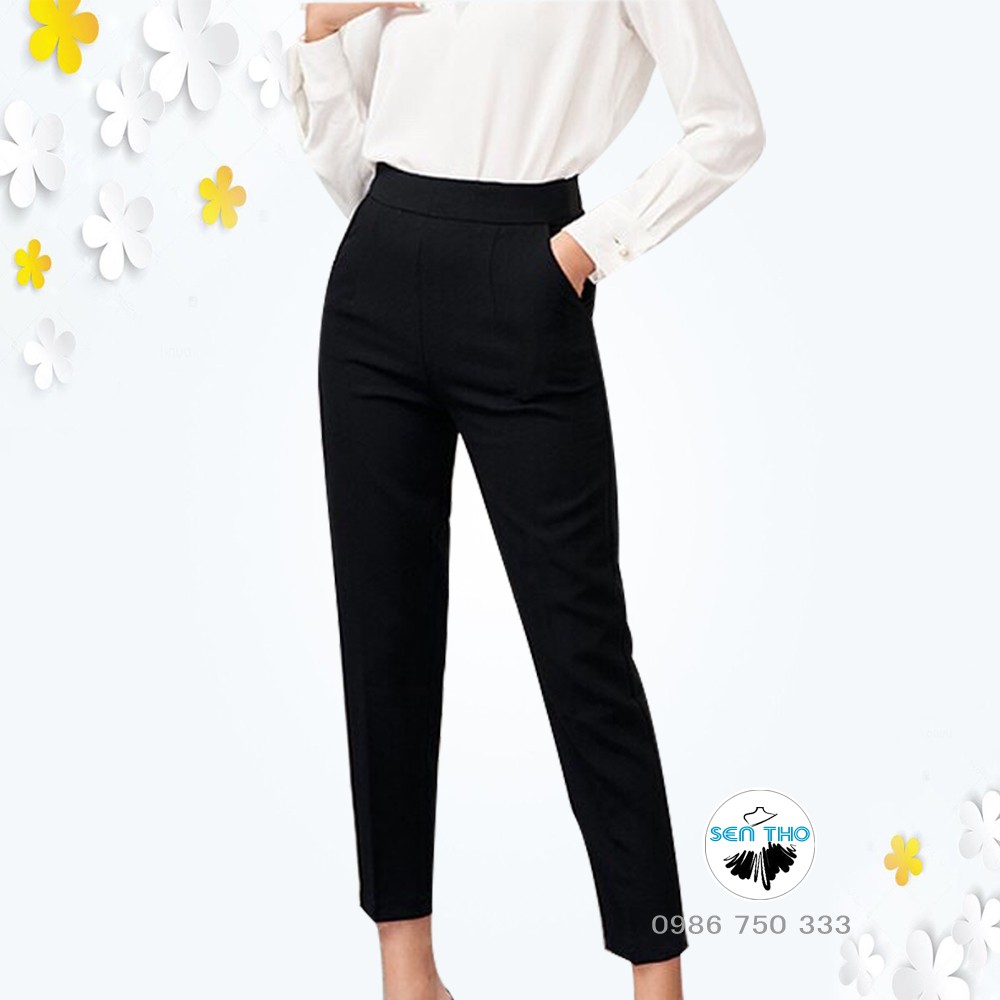 [Ảnh Thật] Quần Baggy Nữ Cạp Chun Sau , Màu Đen Chất Vải Vitex Cao Cấp, Cạp Cao, Sang Trọng Thanh Lịch