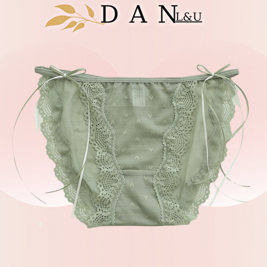 Quần Lót Ren Co Dãn Mềm Mại Họa Tiết Tim Nhỏ Xinh Xắn DAN L&amp;U 1749