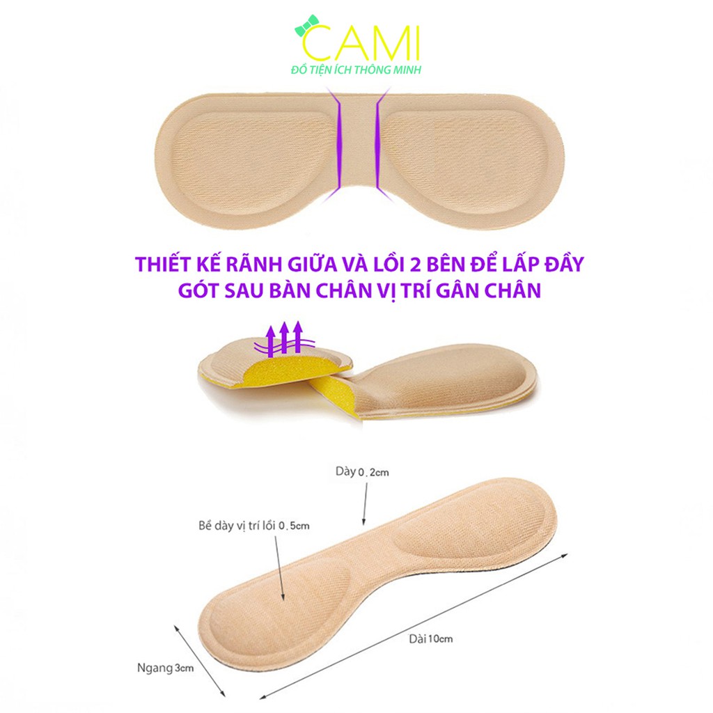 Lót giày giúp giảm size và bảo vệ gót chân chống trầy gót bằng vải bọc mút êm chân - cami - CMPK40