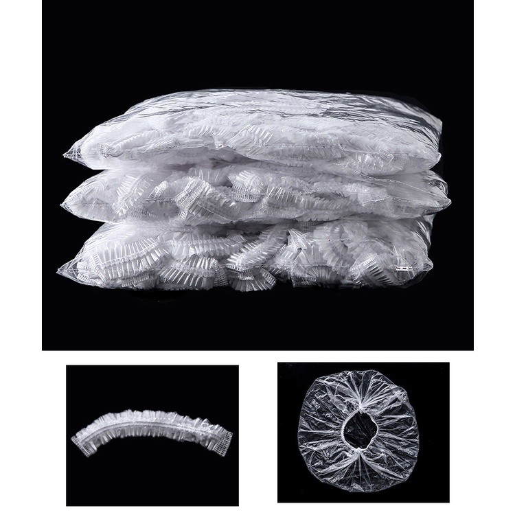 Mũ Trùm Đầu Bằng Nhựa Trong Suốt Chống Thấm Nước Dùng Một Lần