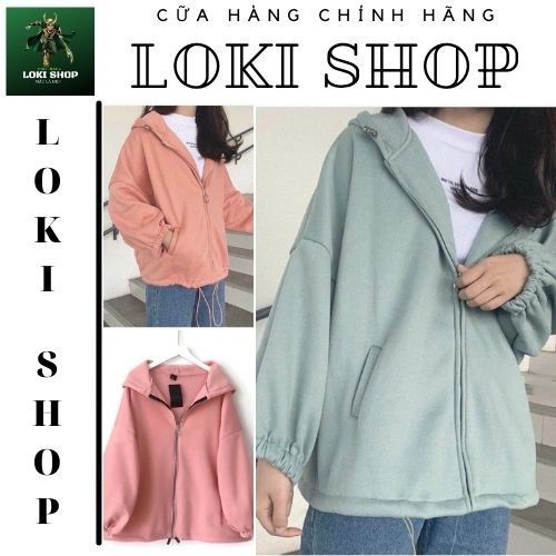 Áo khoác hoodie nỉ Chống Rét Cho Nữ LOKI SHOP Form Rộng KÉO TRÒN Chất Nỉ Unisex SIÊU ĐẸP Ulzzang