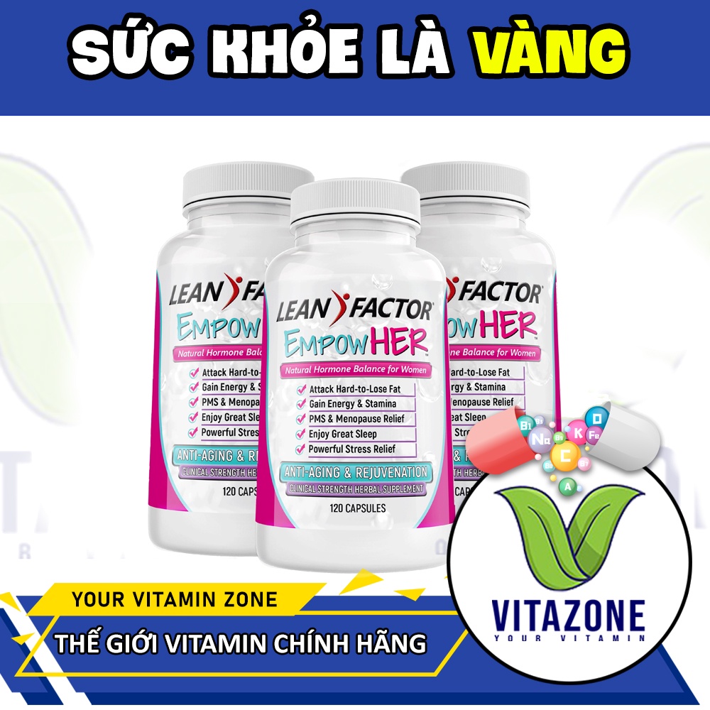 Thực phẩm sức khỏe Lean Factor EmpowHER, Ngăn ngừa lão hóa, cân bằng nội tiết tố, Giảm Stress, giúp ngủ ngon (120 Viên)