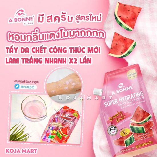 Muối Tắm Cấp Ẩm A Bonne' Super Hydrating | Dưa Hấu và Vitamin E 350g | [Hàng Cao Cấp]