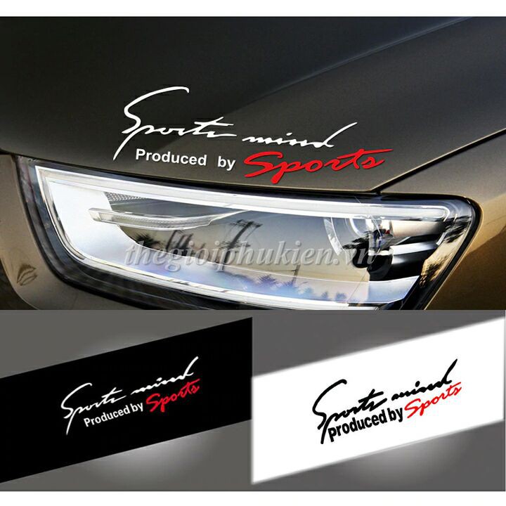 Tem decal Sport mind dán nắp capo trang trí Ô tô, Xe hơi