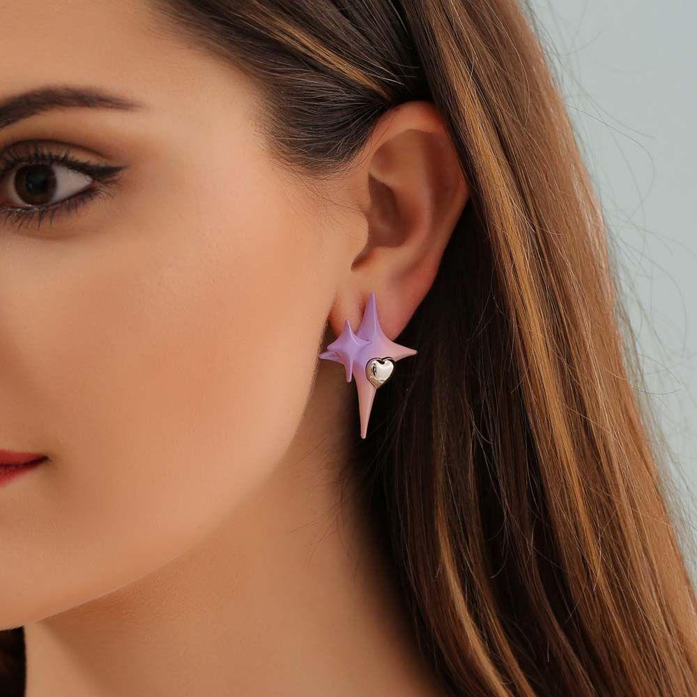 Bông Tai Màu Hồng Tím Gradient Phong Cách Hàn Quốc Thời Trang Cho Nữ