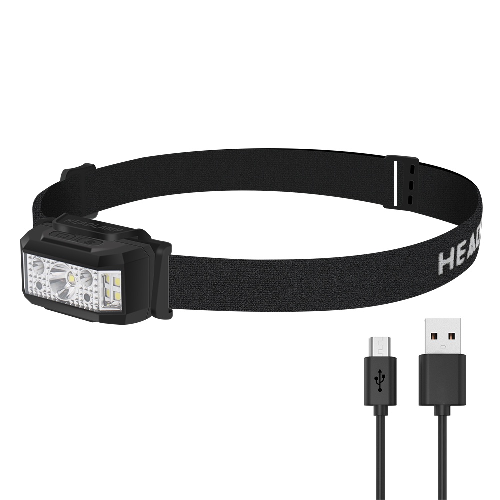 Ánh sáng mạnh câu cá ban đêm cảm ứng đèn pha nhỏ có thể sạc lại đèn pin siêu sáng gắn trên đầu LED không thấm nước ngoài trời tuổi thọ pin dài