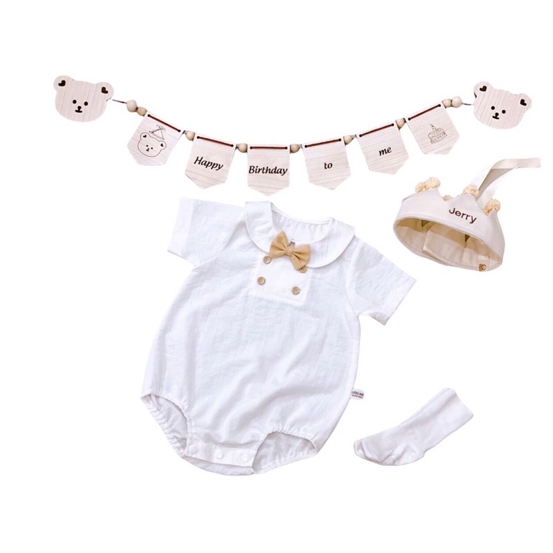 Bộ body màu trắng cho bé 0-3tuổi