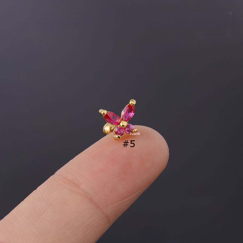 Khuyên Tai Hình Bướm Đính Đá Zircon 20g Kiểu Dáng Thời Trang