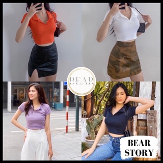 Áo Croptop kiểu nữ CÓ CỔ POLO trơn cổ bẻ hàng cao cấp | bear.story