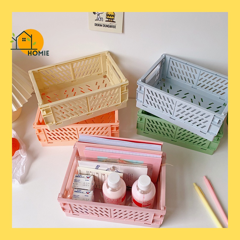 Giỏ Đựng Đồ Bằng Nhựa Gấp Phong Cách Hàn Quốc 24.8x16.5x9.7cm