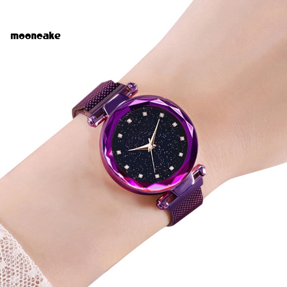 Đồng Hồ Analog Máy Quartz Nữ Mặt Đính Hột Xoàn Dây Thép Không Gỉ