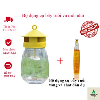 Combo bộ đèn bẫy nhốt ruồi vàng + mồi nhử