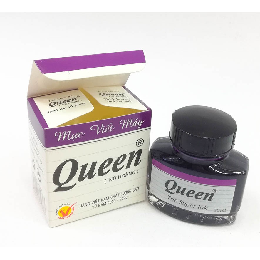 Lọ mực Queen tím học sinh, mực bút máy