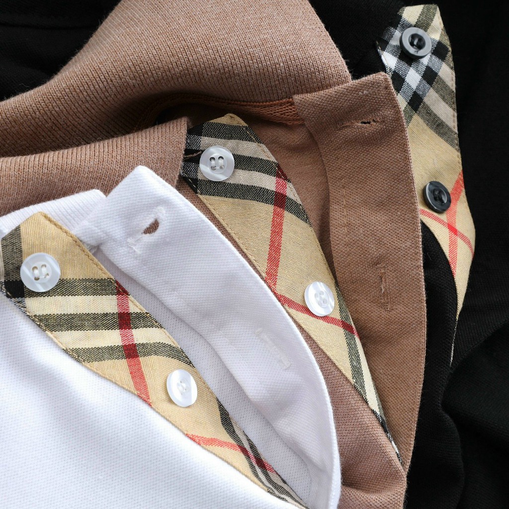 Áo polo nam Burberry phối cổ chất liệu Cotton 100% dày đẹp, áo nam polo form slim chuẩn hàng xuất, áo cộc nam 2021 | BigBuy360 - bigbuy360.vn